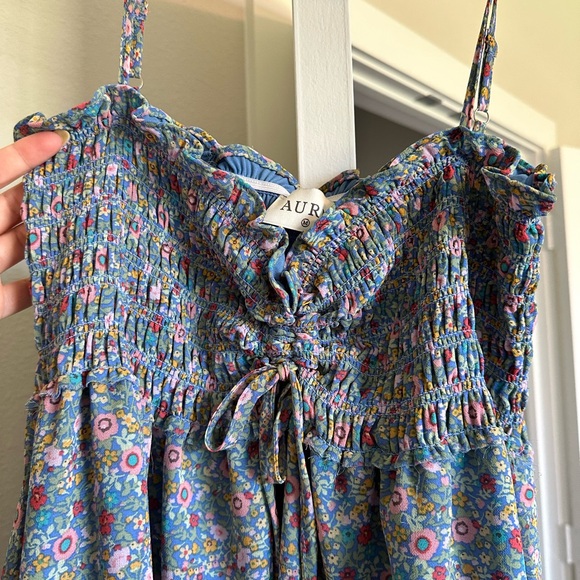 Summer Nights Blue Multi Floral Print Dress - Picture 3 of 4